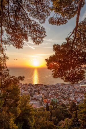 Zante town during sunrise on Zakynthos island in Greeceの写真素材