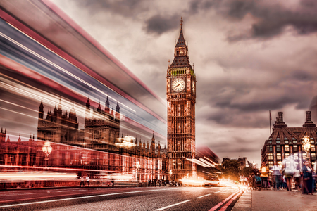 The Big Ben and the House of Parliament at night, London, UKの写真素材