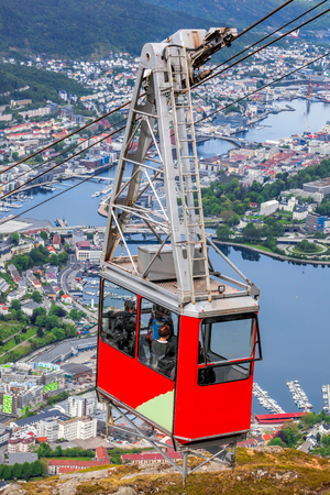 Ulriken cable railway in Bergen, Norway. Gorgeous views from the top of the hill.の写真素材
