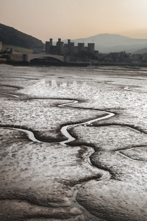 Coast of Wales with Conwy castle in United Kingdom