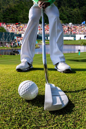 Man playing golf during tournamentの写真素材