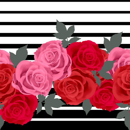 Geometric seamless pattern with roses backgroundのイラスト素材