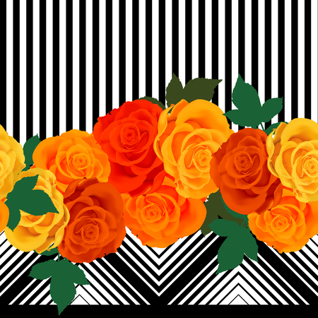 Geometric seamless pattern with roses backgroundのイラスト素材