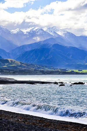Beautiful landscape of New Zealand alps and lake, South Islandの写真素材