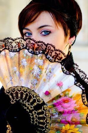 VENICE, ITALY - MARCH 7: An unidentified masked person pose in front of St. Mark church in Venice, during the annual Venice carnival. on March 7, 2011. のeditorial素材