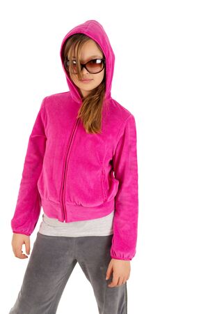 Funky young girl isolated on white backgroundの写真素材