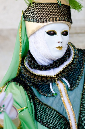 VENICE, ITALY - MARCH 7: Unidentified people in Venetian masks at St. Mark's Square, Carnival of Venice on March 7, 2011. The annual carnival is from February 26 to March7, 2011. のeditorial素材