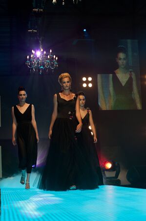 IDRIJA, SLOVENIA - JUNE 18: Model walks the runway in Maja Stamol creation with idria lace at the Idrija Lace Festival Fashion Show on June 18, 2011. The festival is from June 17 - 20, 2011のeditorial素材