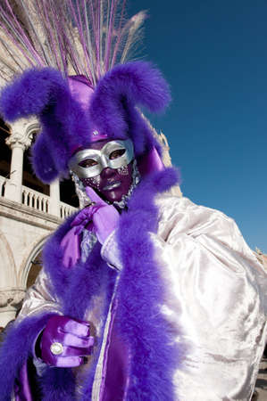 VENICE, ITALY - FEBRUARY 26: Unidentified person in Venetian masks at St. Mark's Square, Carnival of Venice on February 16, 2012 in Venice, Italy. The annual carnival is from February 11 to February 21, 2012.のeditorial素材