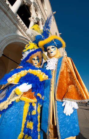VENICE, ITALY - FEBRUARY 26: Unidentified people in Venetian masks at St. Mark's Square, Carnival of Venice on February 16, 2012 in Venice, Italy. The annual carnival is from February 11 to February 21, 2012.のeditorial素材