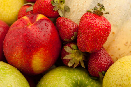 Peach and strawberries