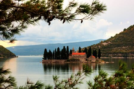 Church Gospa od skrpelja on island at Boka Kotorska in montenegro 