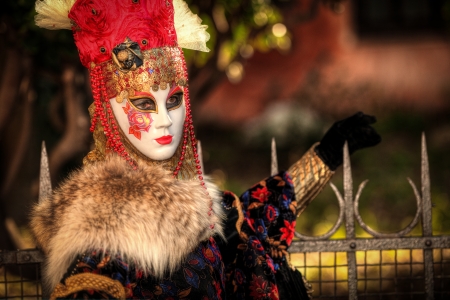VENICE, ITALY - FEBRUARY 8: Unidentified person in Venetian masks at St. Mark's Square, Carnival of Venice on February 8, 2013. The annual carnival is from February 2 to February 12, 2013.のeditorial素材