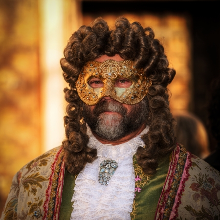 VENICE, ITALY - FEBRUARY 8: Unidentified person in Venetian masks at St. Mark's Square, Carnival of Venice on February 8, 2013. The annual carnival is from February 2 to February 12, 2013.のeditorial素材