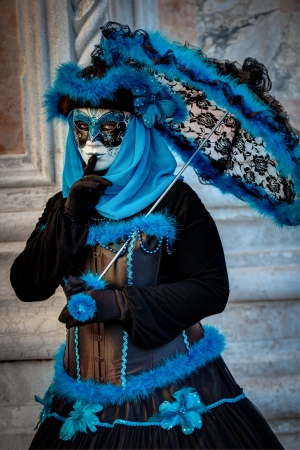 VENICE, ITALY - FEBRUARY 8: Unidentified person in Venetian masks at St. Mark's Square, Carnival of Venice on February 8, 2013. The annual carnival is from February 2 to February 12, 2013.のeditorial素材