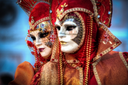 VENICE, ITALY - FEBRUARY 8: Unidentified people in Venetian masks at St. Mark's Square, Carnival of Venice on February 8, 2013. The annual carnival is from February 2 to February 12, 2013.のeditorial素材