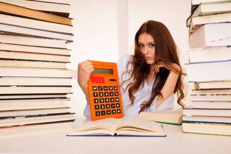 attractive young woman student studi mathの写真素材