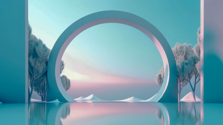 3d render of Abstract Geometric Background, Minimalist Wallpaper, Futuristic Designの素材