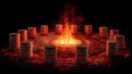 Data security concept with layered firewalls protecting enterprise information systemsの素材