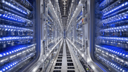 High-tech greenhouse with automated ventilation and irrigation controlの素材