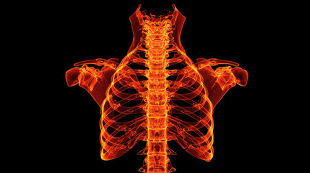 Bone scan image showing skeletal metabolism using nuclear imaging techniquesの素材