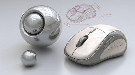 Computer mouse transformation from ball mouse to ergonomic wireless designの素材