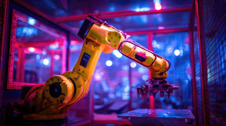 Laser scanning system inspecting industrial parts in a precision robotics labの素材