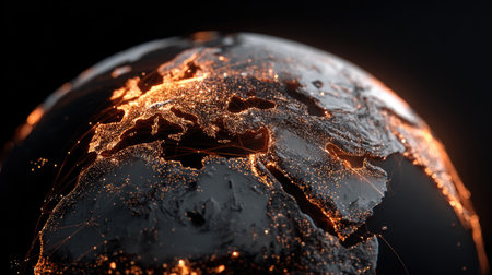 Tech sphere constructed from glowing network nodes, symbolizing global connectivityの素材