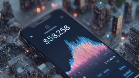 Animated mobile interface mockup displaying affiliate sales alert and total earnings in real timeの素材