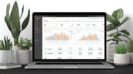 Browser window showing affiliate program dashboard with tracking ID settings and earnings, no peopleの素材