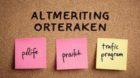 Digital marketing concept board with sticky notes labeled affiliate, traffic, and partner program on corkboardの素材