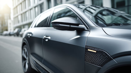 Close-up of E Ink technology on car exterior showing detailed texture and color transition effectsの素材