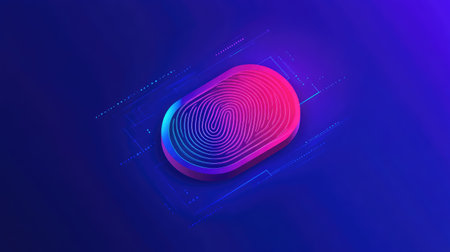 Abstract lock over digital fingerprint scanner illustrating multi-factor authenticationの素材