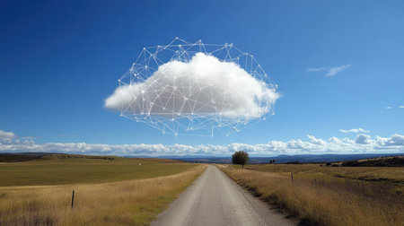 API gateway on a cloud dashboard managing traffic from various microservicesの素材