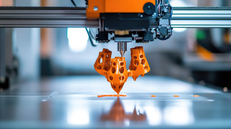 D printer creating mechanical part prototype in an engineering innovation labの素材