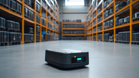 Autonomous inspection robot scanning equipment inside a controlled industrial settingの素材