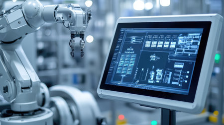 Touchscreen interface controlling robotic automation on a production floorの素材