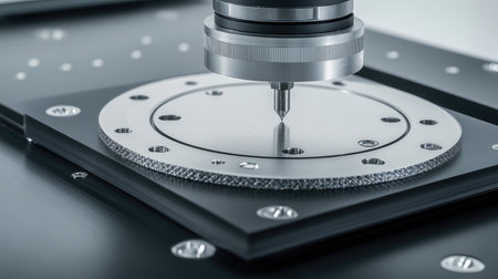 Precision measurement station with surface plate and dial indicatorsの素材