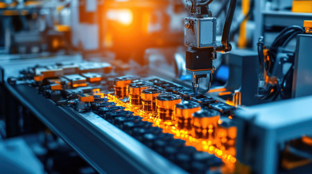 Battery production line with cells being assembled and tested in controlled environmentの素材