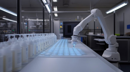 AI-powered automation station for pharmaceutical material handling and precision dispensingの素材