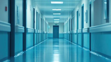 Empty sterile corridor leading to pharmaceutical production zones with HEPA filtersの素材