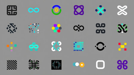 Collection of minimalist engineer logos with editable text space and scalable iconsの素材