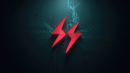 Creative logo concept for electrical engineers with lightning bolt and schematic linesの素材