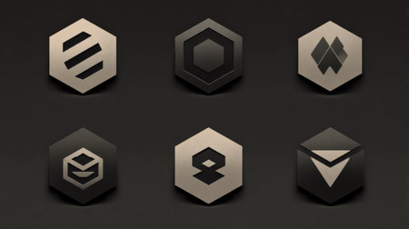 Collection of minimalist engineer logos with editable text space and scalable iconsの素材