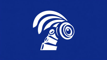 High-tech logo design for robotics engineer brand using arm and sensor symbolsの素材