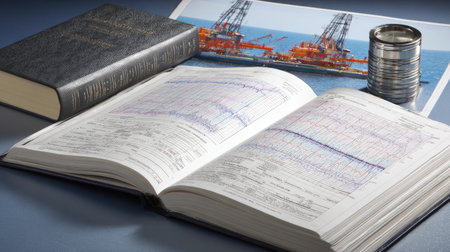 Geotechnical report pages beside sieve analysis and bearing capacity chartsの素材