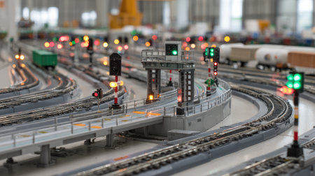 Transportation engineering model of railway system with signal and track designの素材