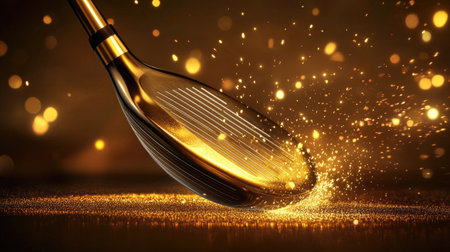 Glowing club motion effect showing rotational energy during powerful swingの素材