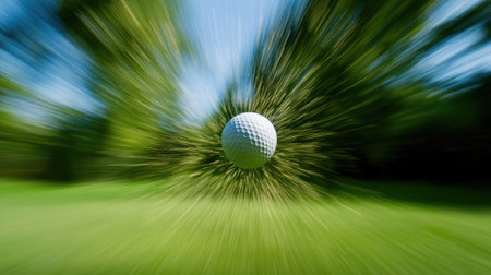 Ultra-sharp focus on tee and golf ball with blurred motion of club swing passing throughの素材