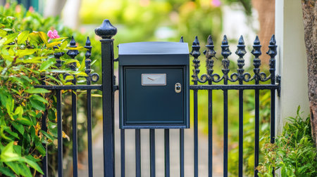Lockable parcel drop box installed into a metal gate for contactless deliveryの素材